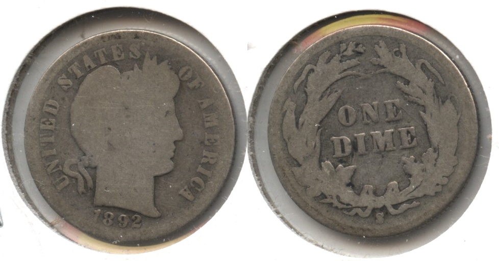 1892-S Barber Dime Good-4