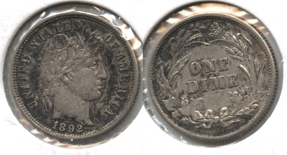 1892 Barber Dime AU-50 #a