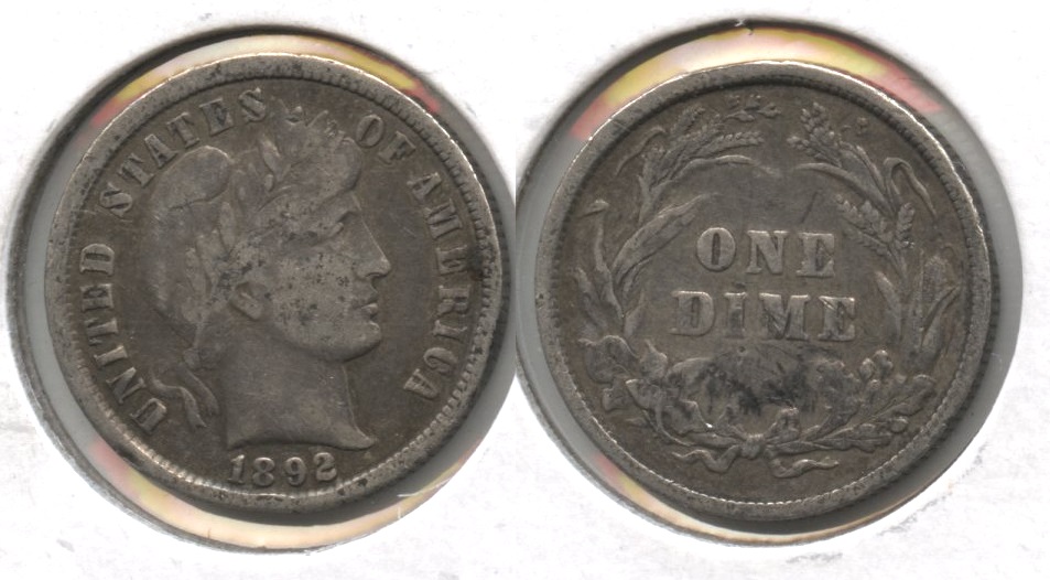 1892 Barber Dime Fine-12 #c