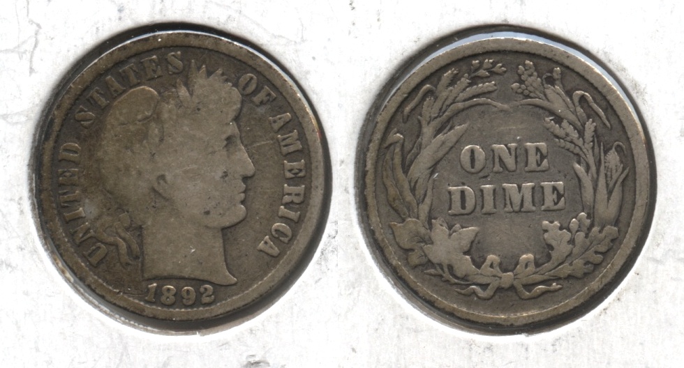 1892 Barber Dime Good-4 #b