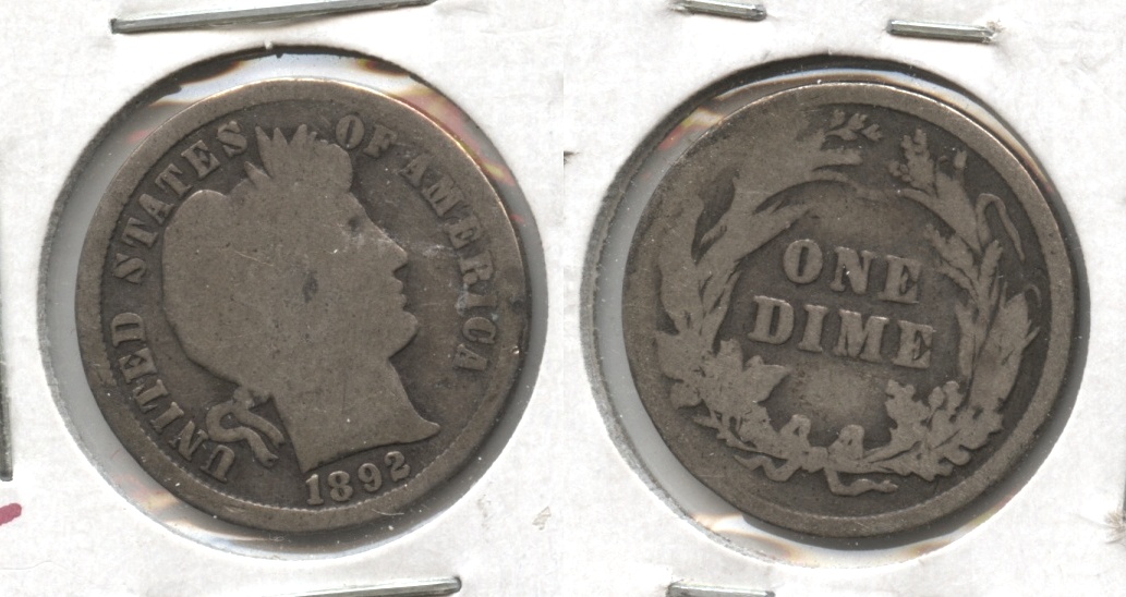 1892 Barber Dime Good-4 #c