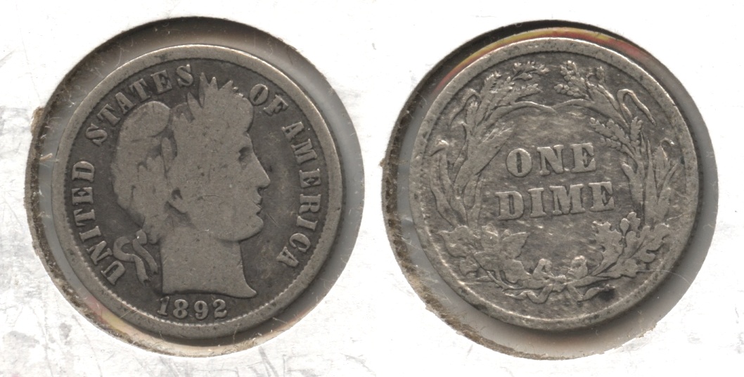 1892 Barber Dime Good-4 #f