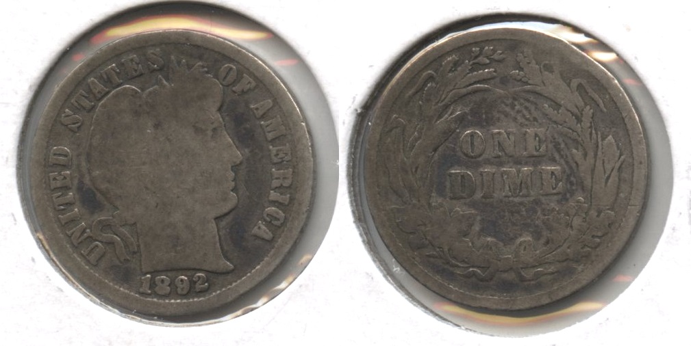 1892 Barber Dime Good-4 #g