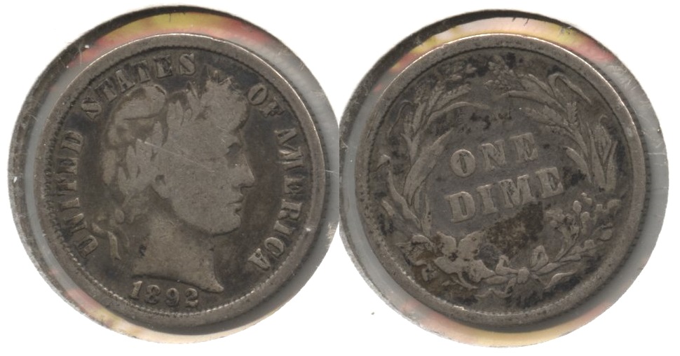 1892 Barber Dime Good-6 #b