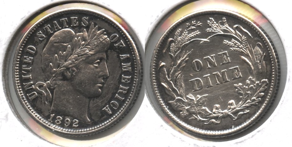 1892 Barber Dime MS-60 #b Cleaned