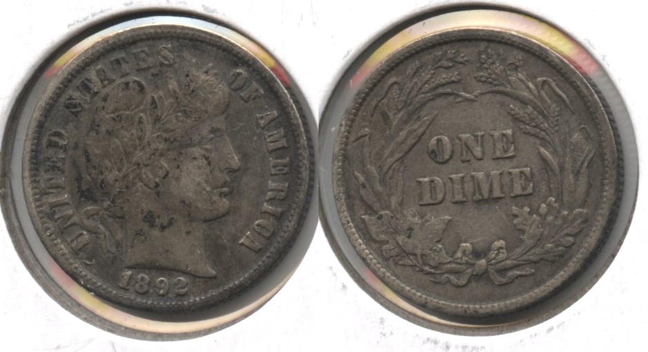1892 Barber Dime VF-20 #b