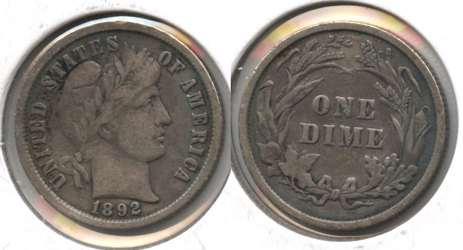 1892 Barber Dime VF-20 #d