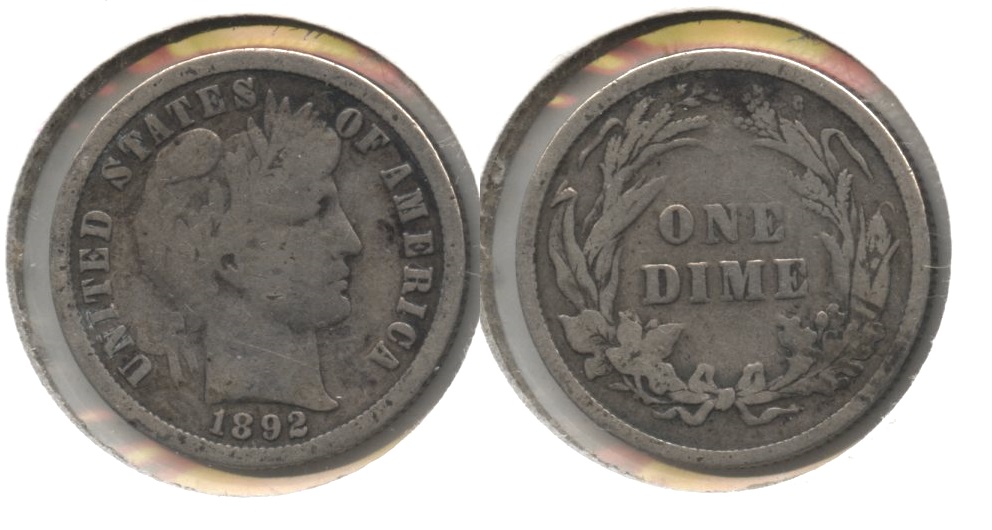 1892 Barber Dime VG-8 #c