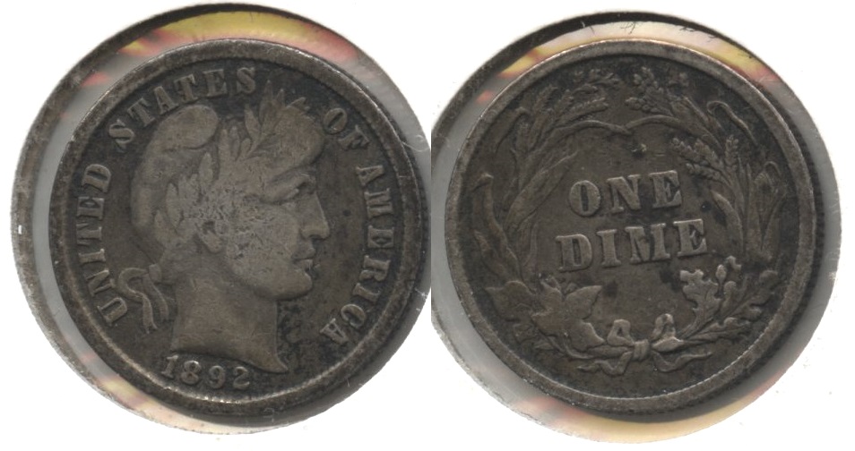 1892 Barber Dime VG-8 #e