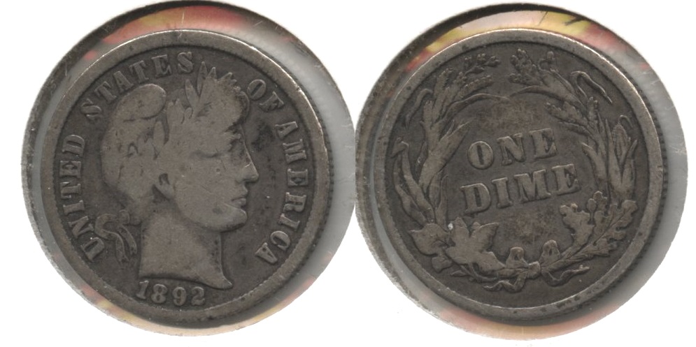 1892 Barber Dime VG-8 #f