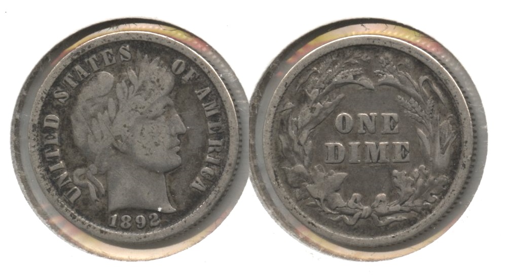 1892 Barber Dime VG-8 #g