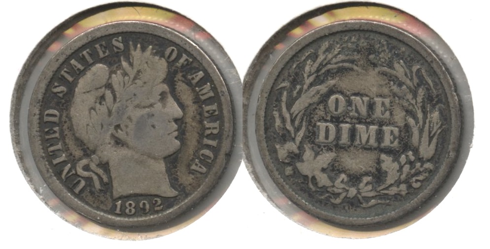 1892 Barber Dime VG-8 #h