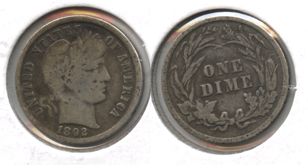 1892 Barber Dime VG-8 #n