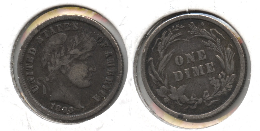 1893 Barber Dime VF-20 Dark