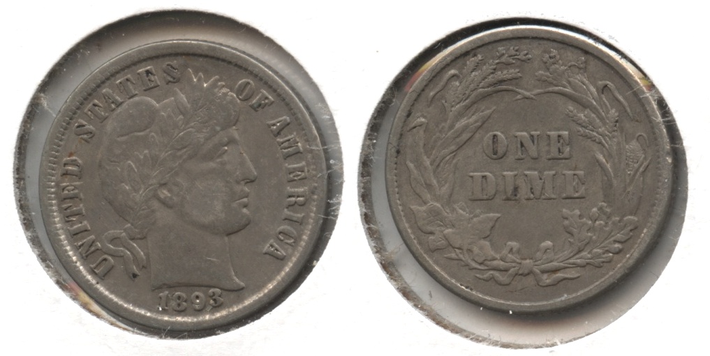 1893 Barber Dime VF-20 #a Ugly