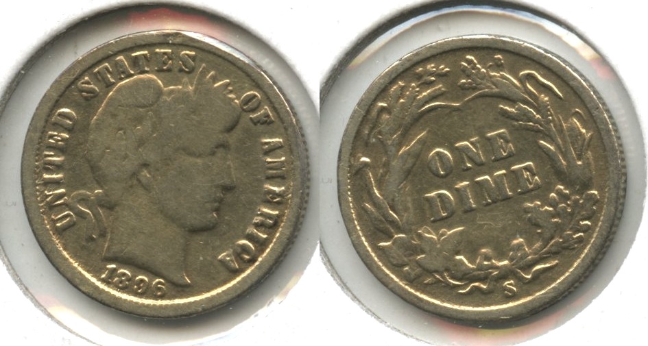 1896-S Barber Dime G-4 Gold Plated