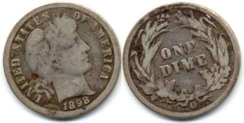 1898-O Barber Dime Good-4