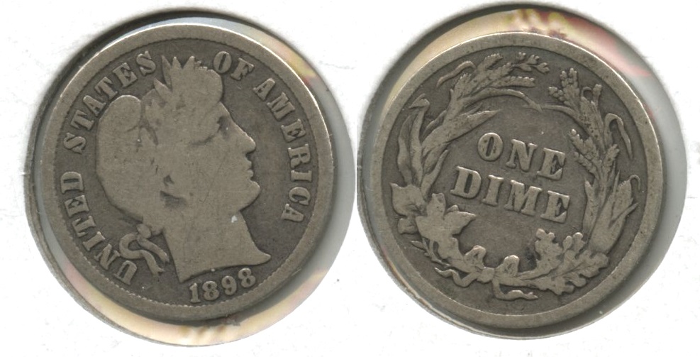 1898 Barber Dime Good-4 #d