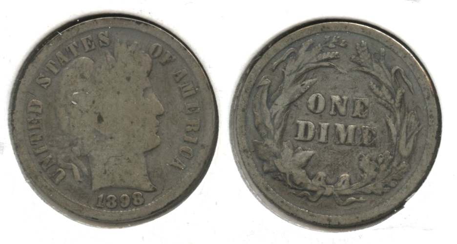 1898 Barber Dime Good-4 #f