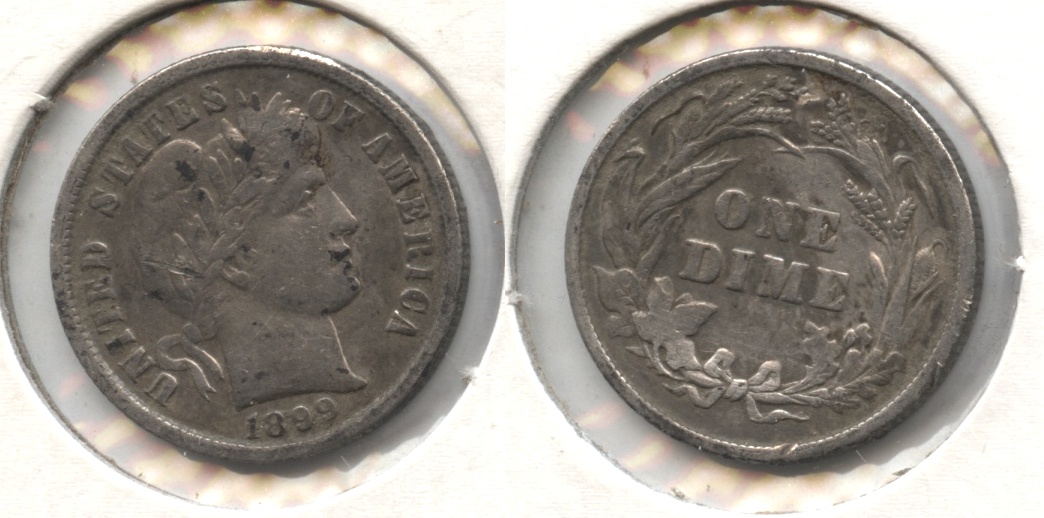 1899 Barber Dime VF-20 #b Obverse Marks