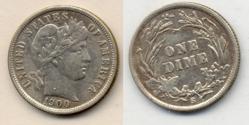 1900-S Barber Dime EF-40