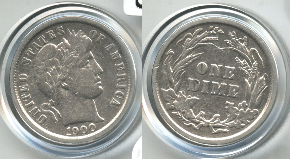 1900 Barber Dime VF-20 #a Cleaned