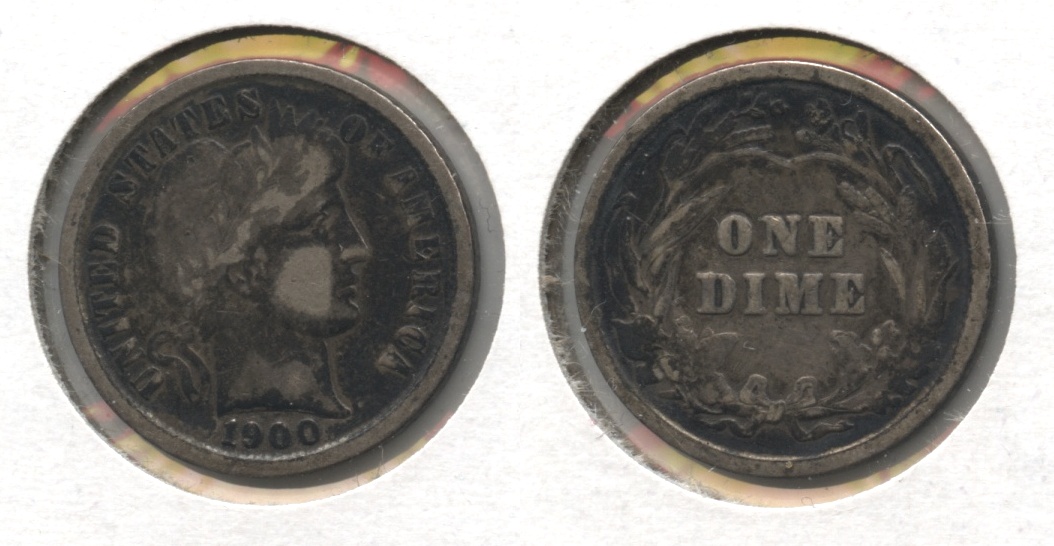 1900 Barber Dime VG-8 Dark