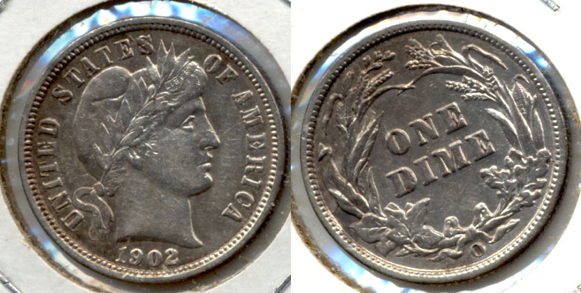 1902-O Barber Dime AU-50