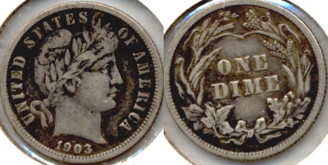 1903 Barber Dime VF-20