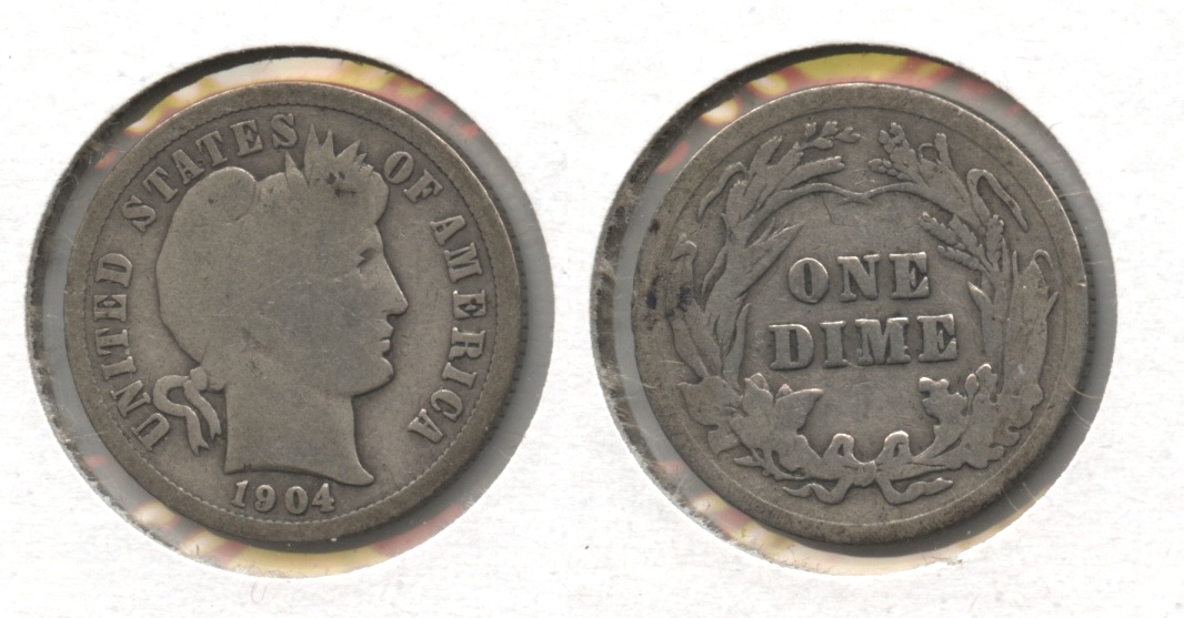 1904 Barber Dime Good-4