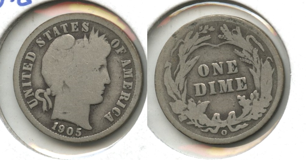 1905-O Micro O Barber Dime G-4 #e
