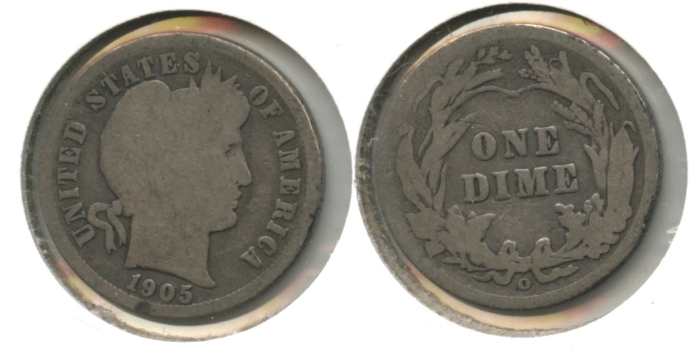1905-O Micro O Barber Dime G-4 #f