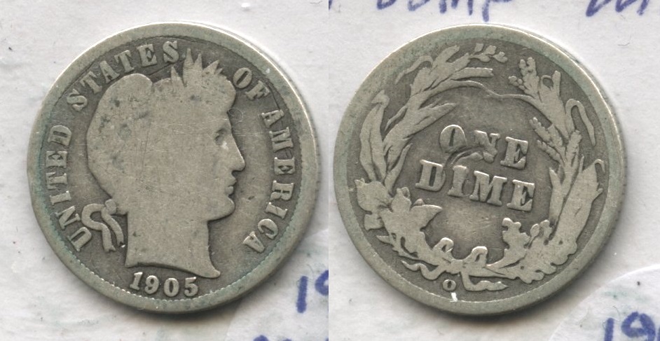 1905-O Micro O Barber Dime G-4 #h Reverse Bump