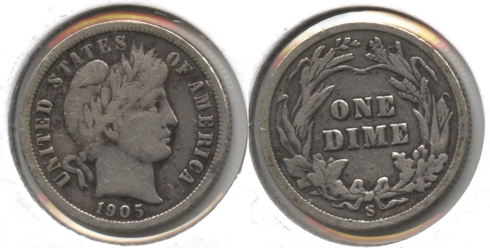 1905-S Barber Dime Fine-12 #b