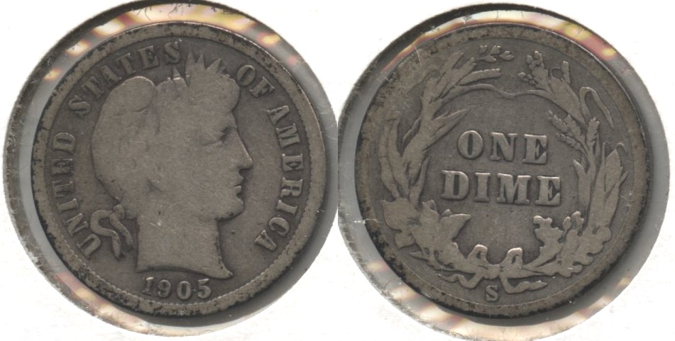 1905-S Barber Dime Good-4 #e