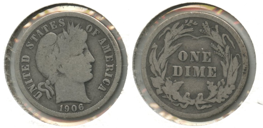 1906 Barber Dime Good-4 #e