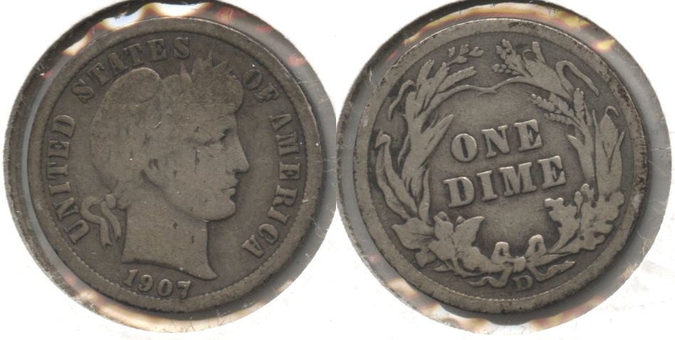 1907-D Barber Dime Good-4 #b