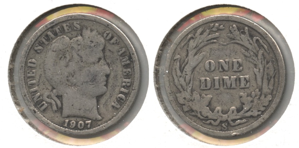 1907-S Barber Dime Good-4
