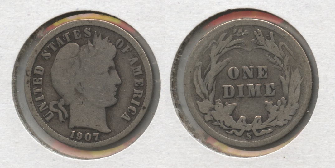 1907-S Barber Dime Good-4 #a