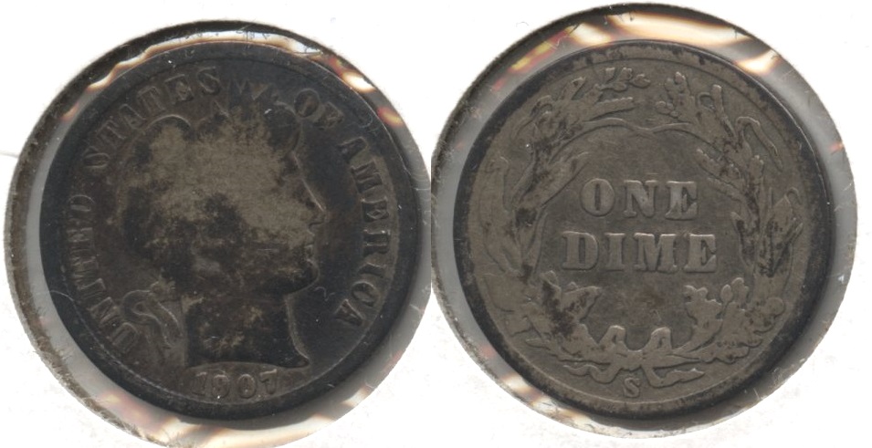 1907-S Barber Dime Good-4 #b