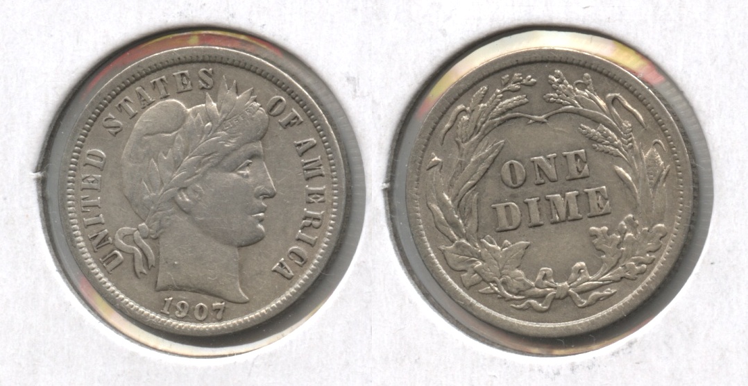 1907 Barber Dime EF-40 #a