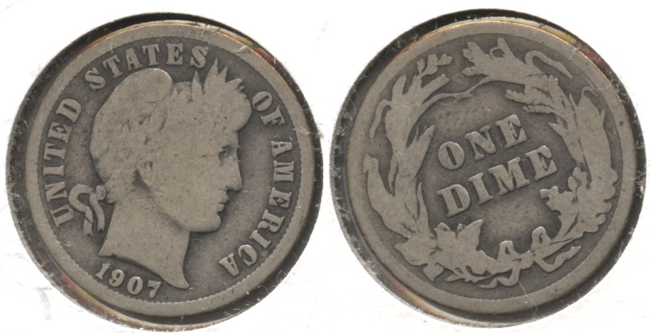 1907 Barber Dime Good-4 #b
