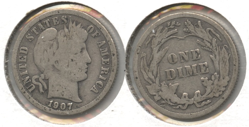 1907 Barber Dime Good-4 #e