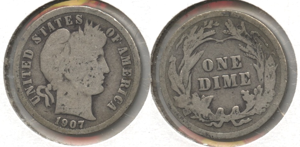 1907 Barber Dime Good-4 #f