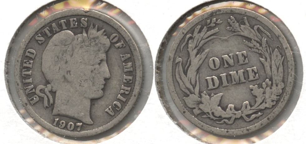 1907 Barber Dime Good-4 #j