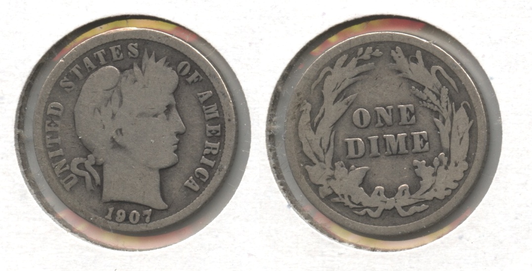 1907 Barber Dime Good-4 #k