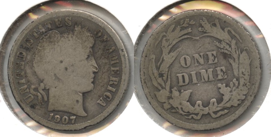 1907 Barber Dime Good-4 #l