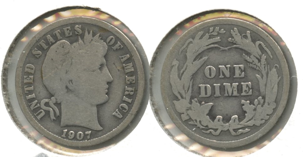1907 Barber Dime Good-4 #m