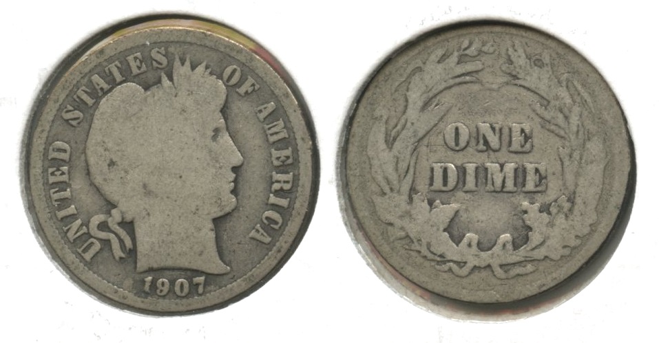1907 Barber Dime Good-4 #o