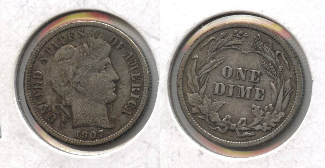 1907 Barber Dime VF-20 #f